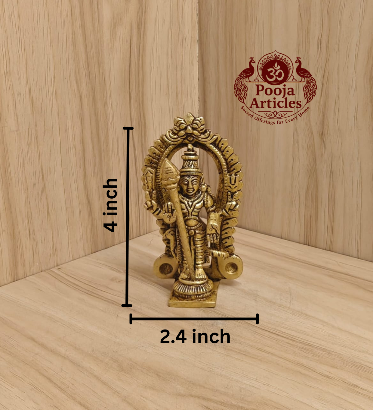 Brass Thiruvachi Murugan Statue 4 Inch