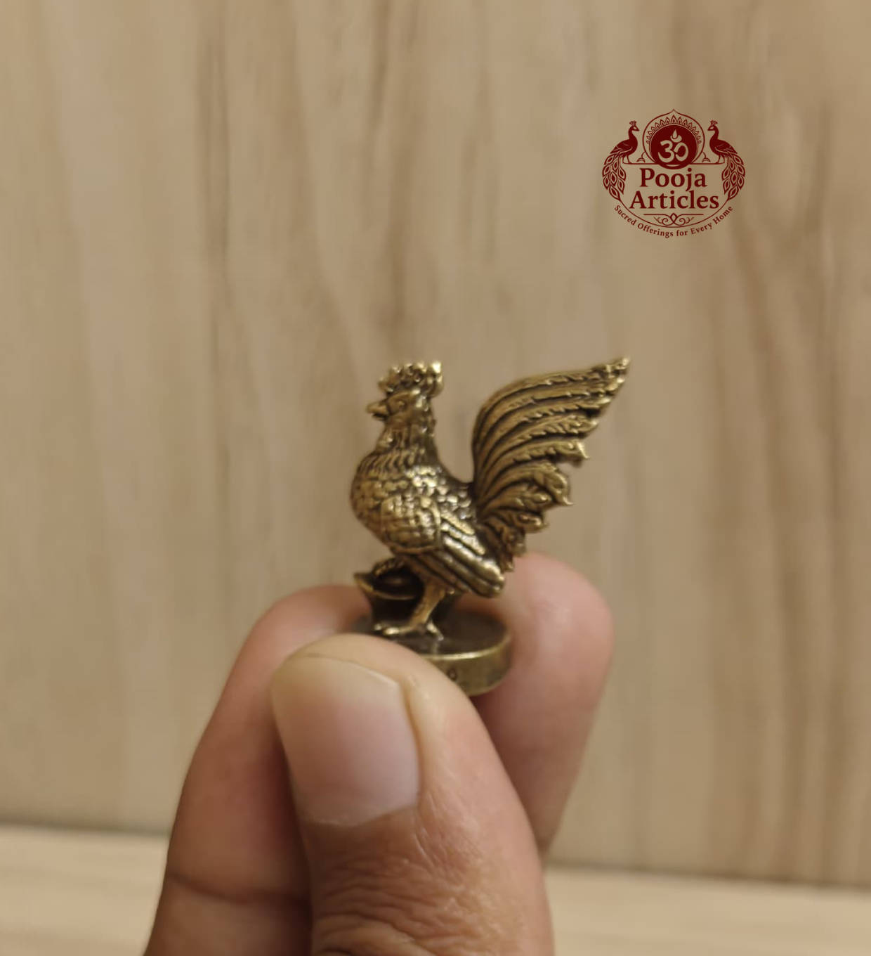 Miniature Brass Lucky Rooster Statue 1.2 Inch